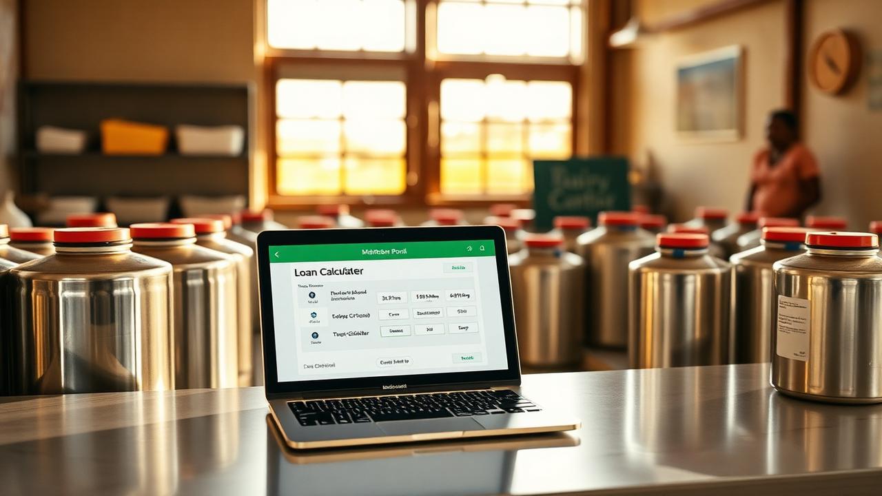 Dairy cooperative office with member portal on a laptop